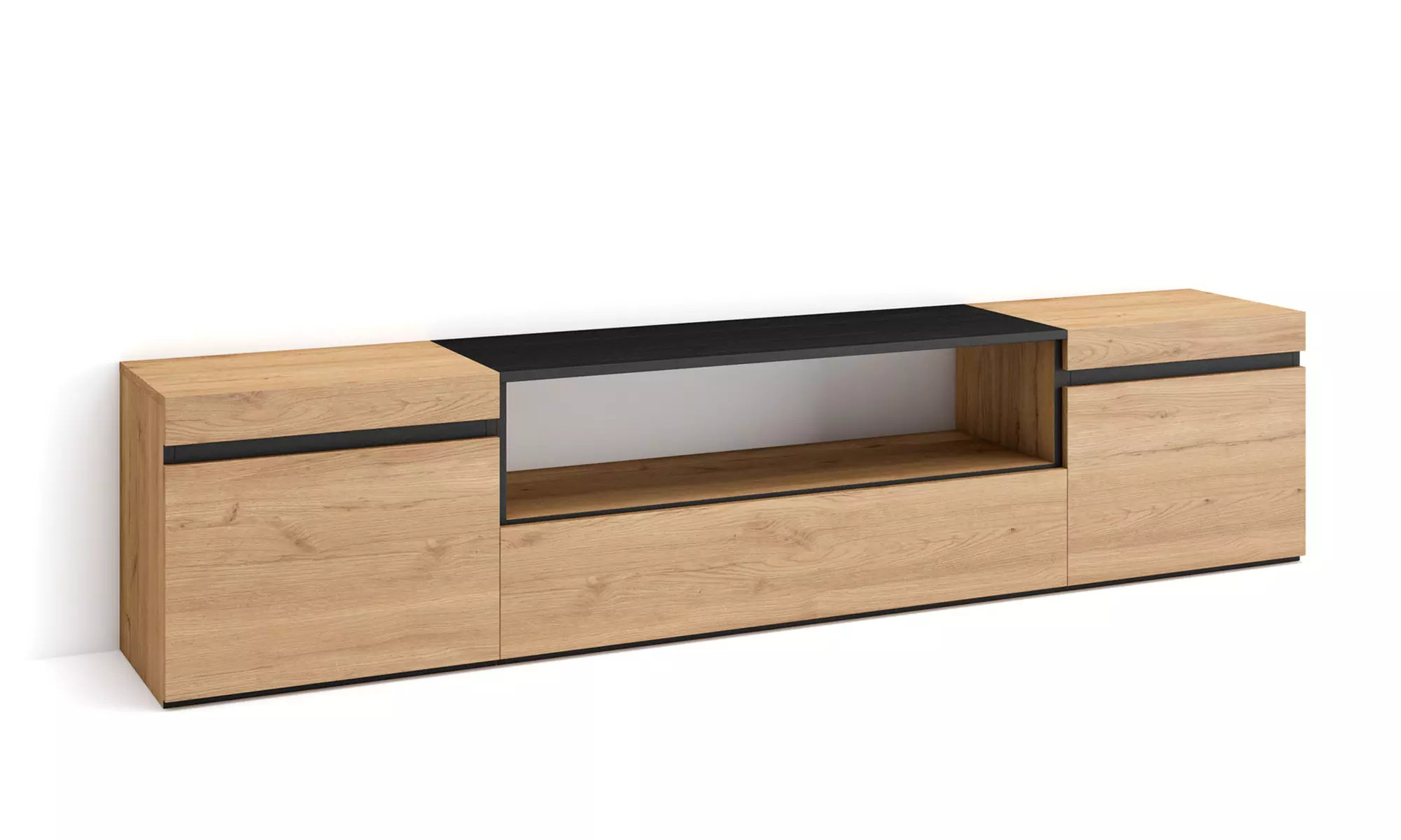 Mobile Porta TV Moderno (200cm) - Scegli tra Camino Elettrico 3D o Vano Extra