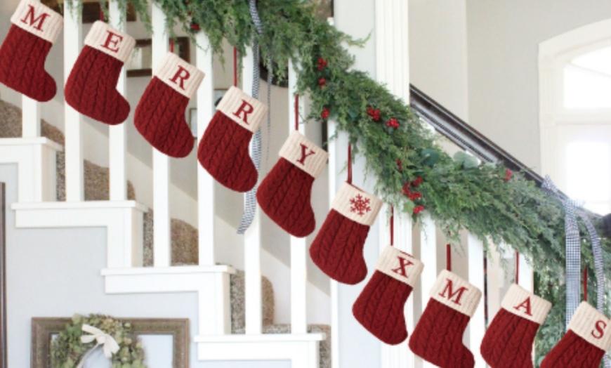 Image 3: Letter Christmas Yarn Knitted Sock Pendant