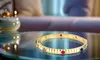 Gold-Plated Bangle with Colorful Stones , Vibrant, Chic & Stackable