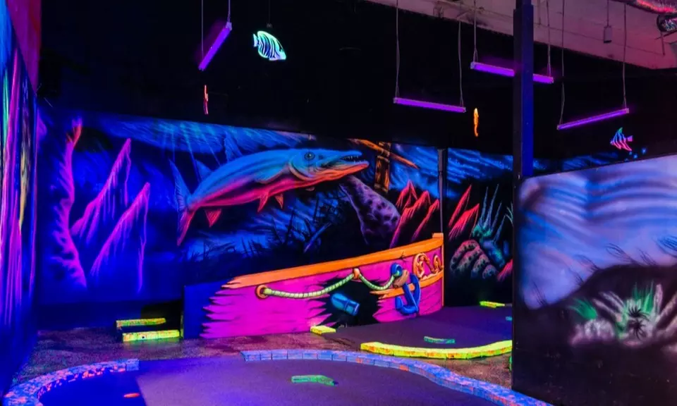 12 Holes of Glow in the Dark Mini Golf with 3D Artwork!