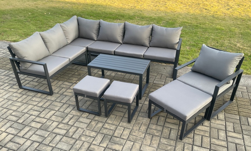 Image 1: Fimous 10-Seater Aluminium Outdoor Lounge Sofa Set