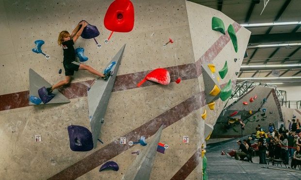 bouldering at asana climbing gym