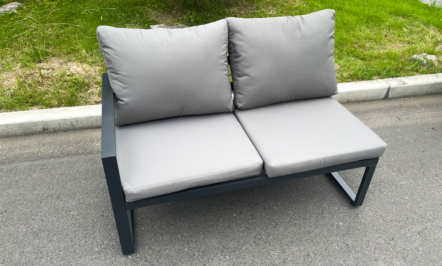 Image 2: Aluminum Gas Fire Pit Sofa Dining Set 