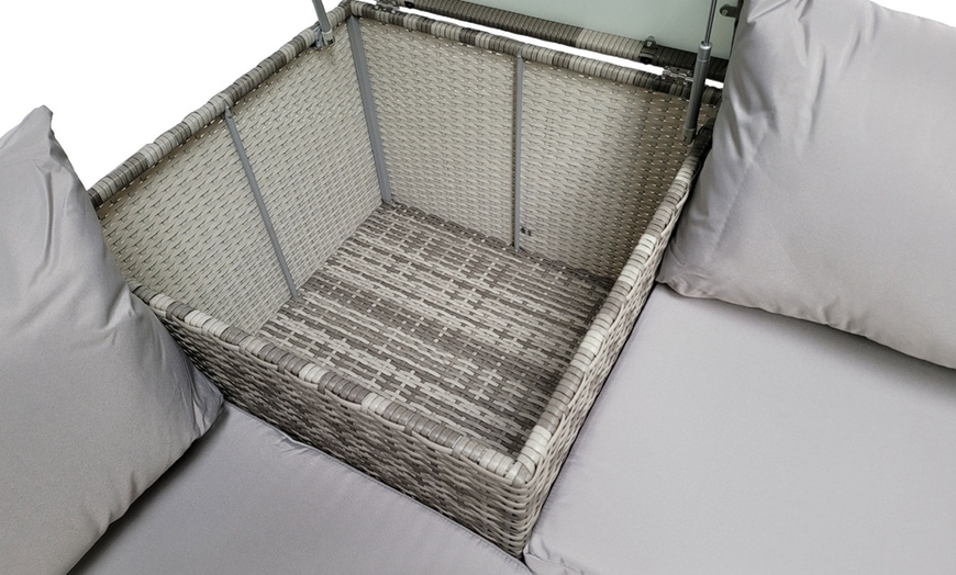 Image 4: Atlanta Rattan-Effect Corner Sofa Set in Grey with a Coffee Table 