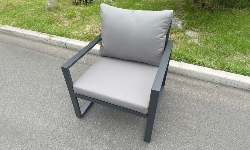 Image 2: Fimous Aluminium 10-Seater Outdoor Patio Dining Set with Fire Pit