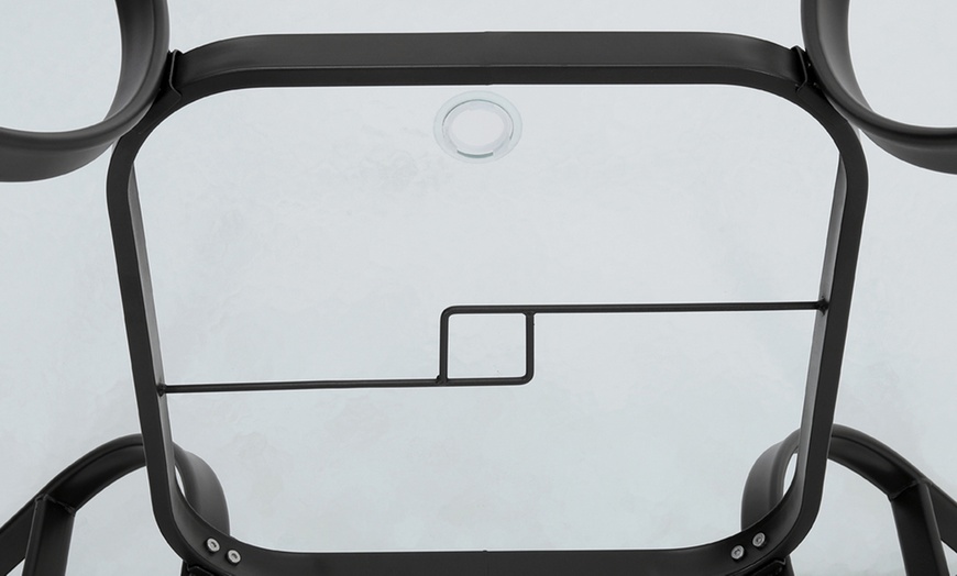 Image 29: Garden Rippled Tempered Glass Table Set