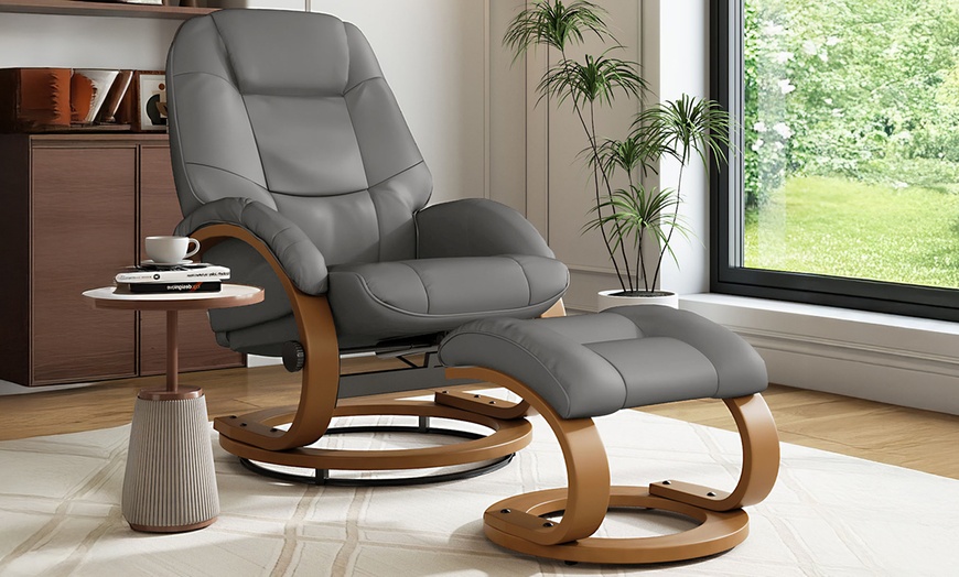 Image 2: Reclining Office Armchair with Footstool