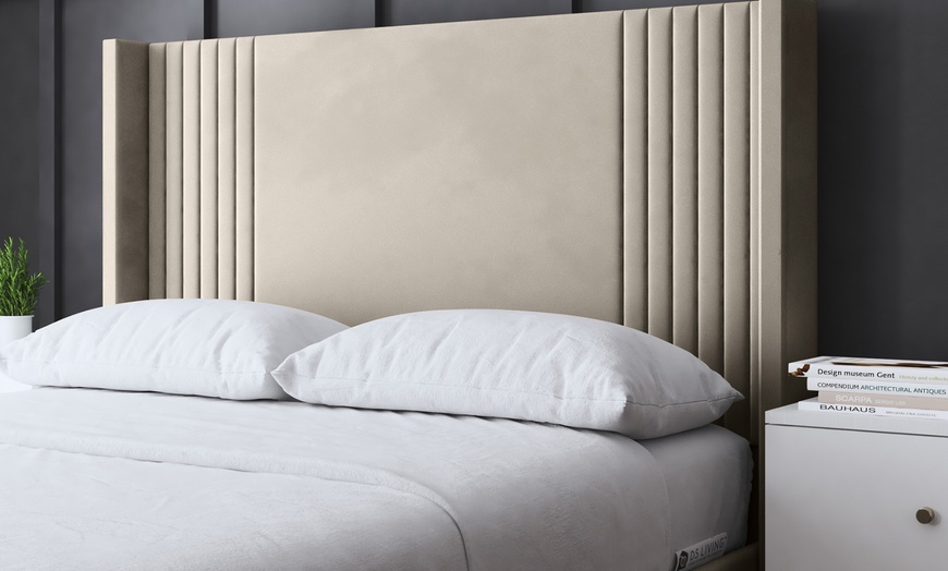 Image 4: Elara Winged Panel Bed in Various Sizes and Colours