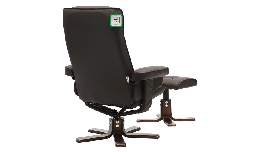 Image 4: PU Leather Swivel Office Armchair with Footstool