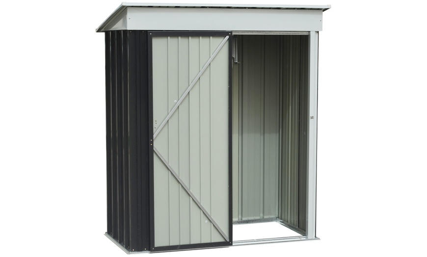 Image 6: Heavy-Duty Lockable Metal Garden Shed with Sloped Roof
