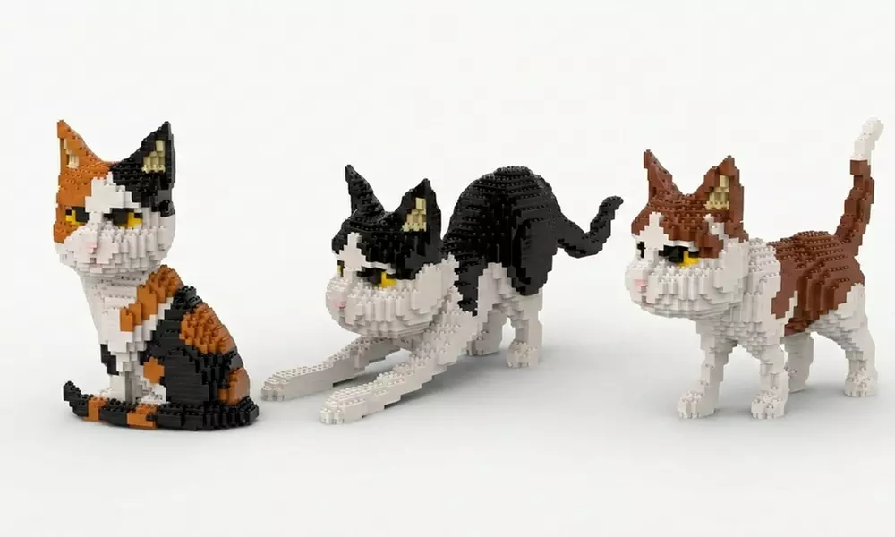 Mini-Baustein-Set im Katzenmotiv