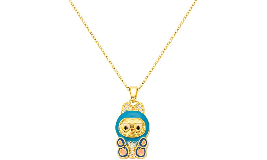 Image 4: Stanley - BTS x Labubu Gold Enamel Pendant Necklace