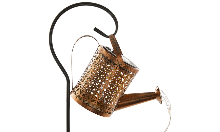 Image 6: Solar Watering Can Light - Warm White LED Rainfall Effect Garden Stake
