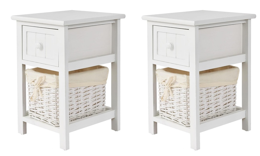 Image 4: 1 o 2 comodini in legno in stile Shabby Chic