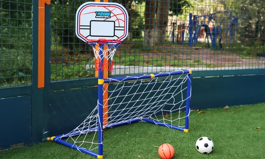 Image 7: 2-in-1 Basketball Hoop and Football Set