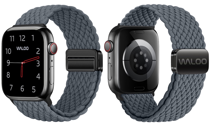 Image 17: Waloo Braided Nylon Magnetic Loop Band For Apple Watch- (Size & Color)