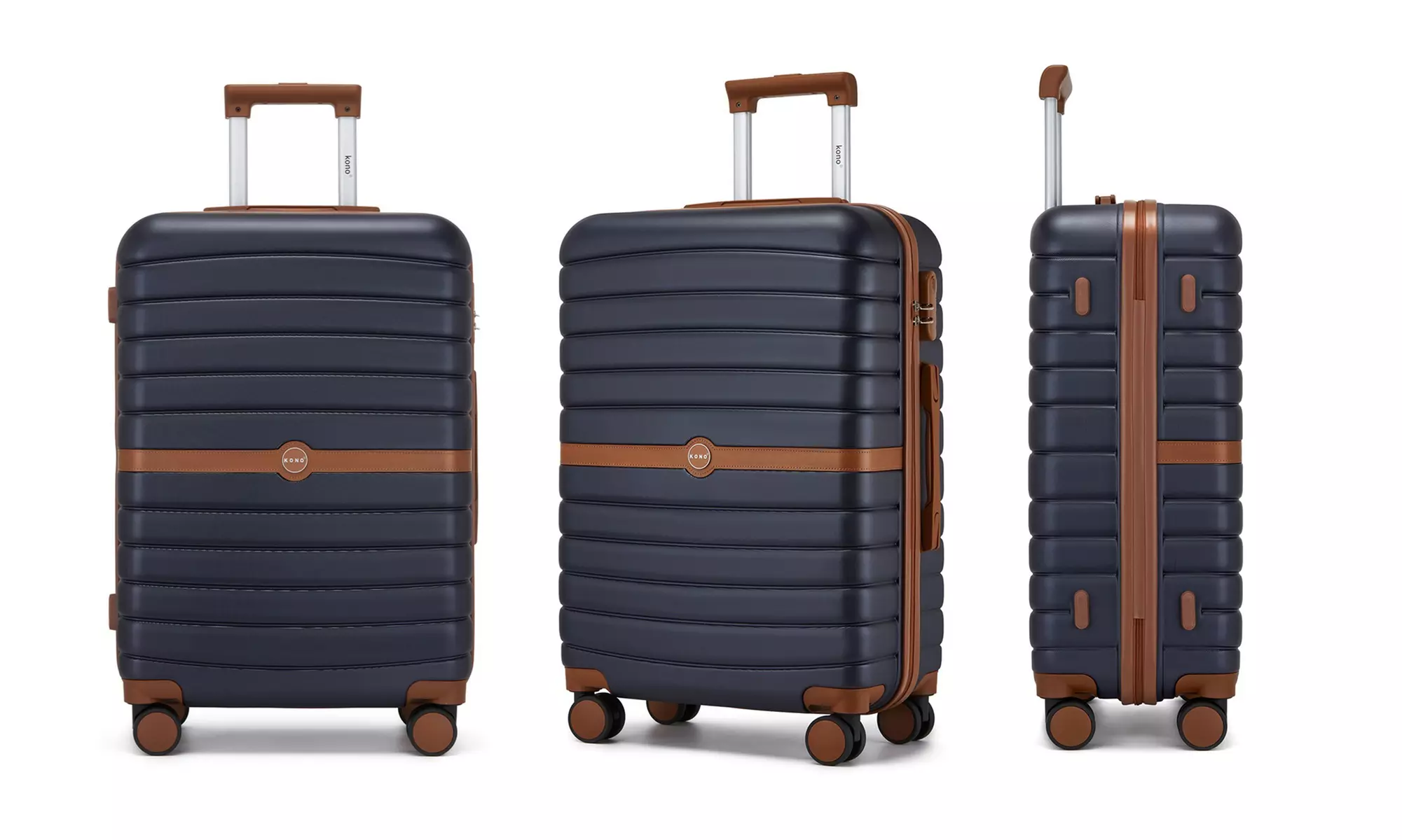 KONO Stylish Stripe Design Suitcase with Spinner Wheels