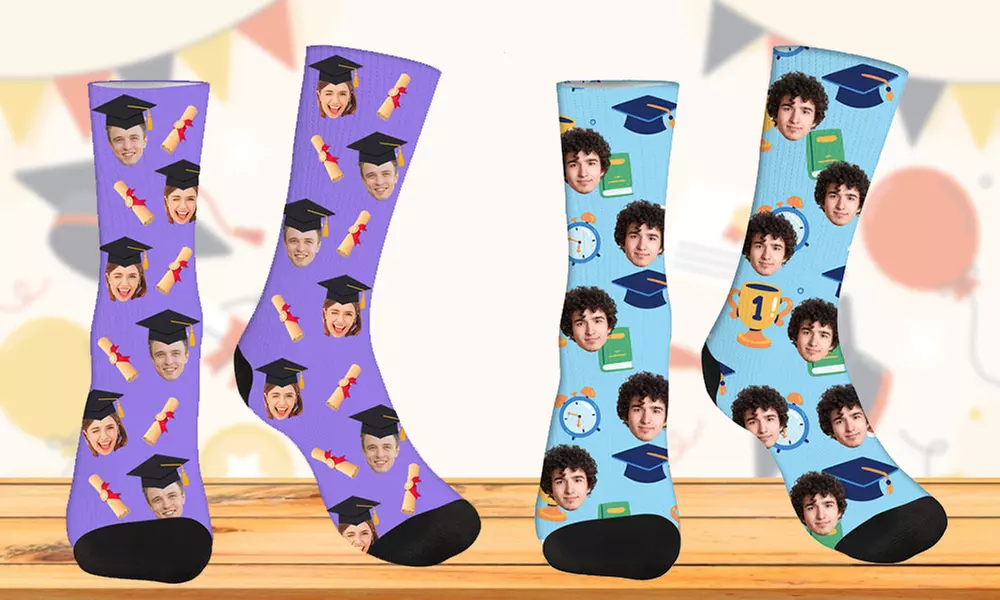 Custom Photo Socks from Justyling — Perfect Graduation Gift (Up to 81% Off)