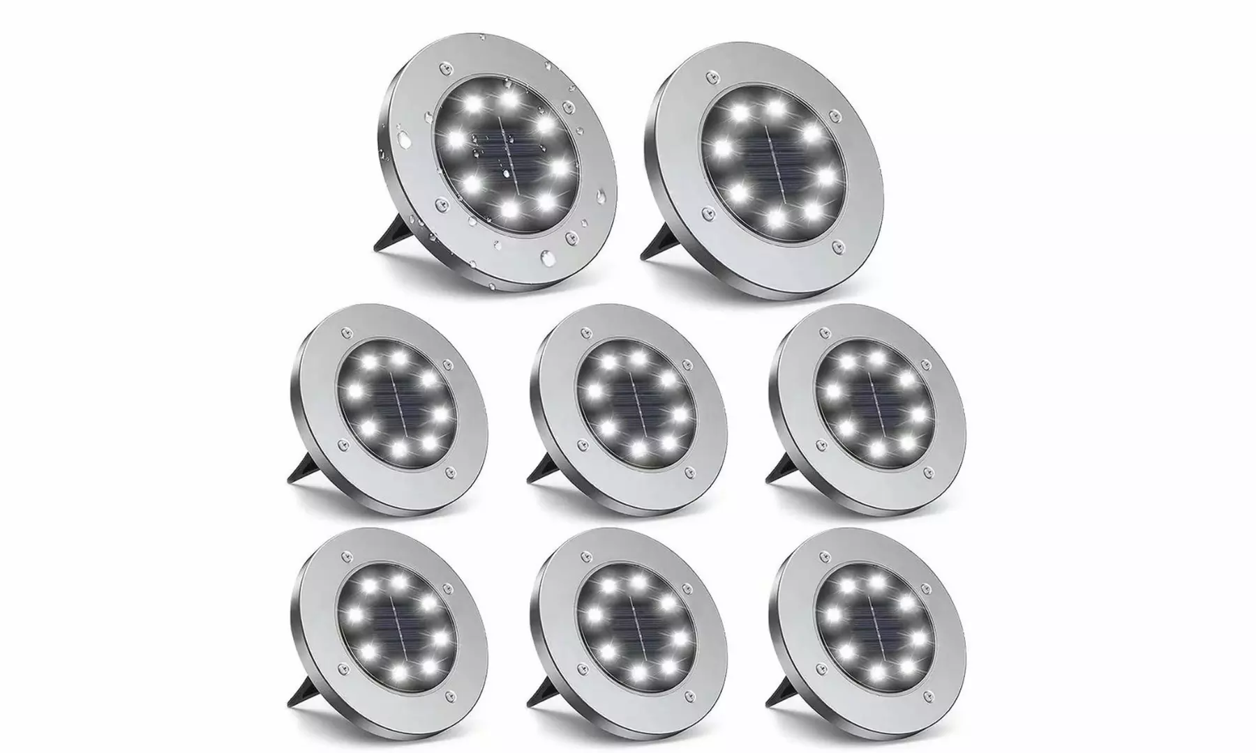 8-Pack Solar LED Outdoor Garden Ground Landscape Lights - Primary Image