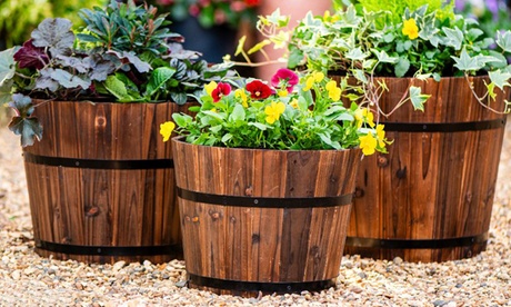 Groupon Unisex Rust Ic Wooden Barrel Planter: Medium/One