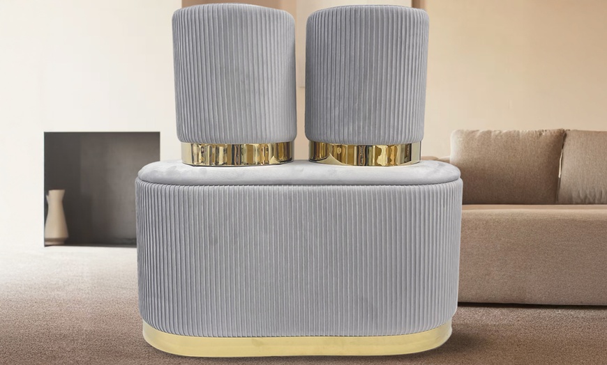 Image 9: Set van 3 elegante poefs