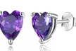 Solid Sterling Silver Created Gemstone Heart Stud Earrings - Emerald, Ruby, Black Topaz & More - Second Medium