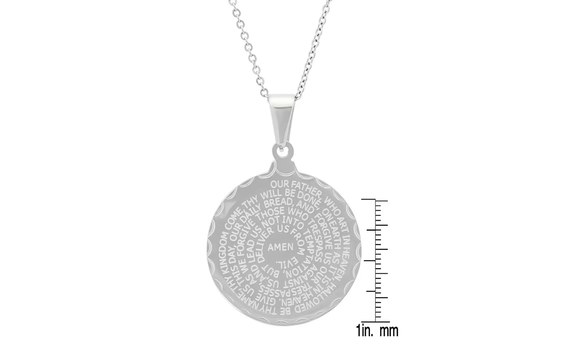 Ladies Double Sided Stainless Steel Lord's Prayer And Serenity Prayer Pendant