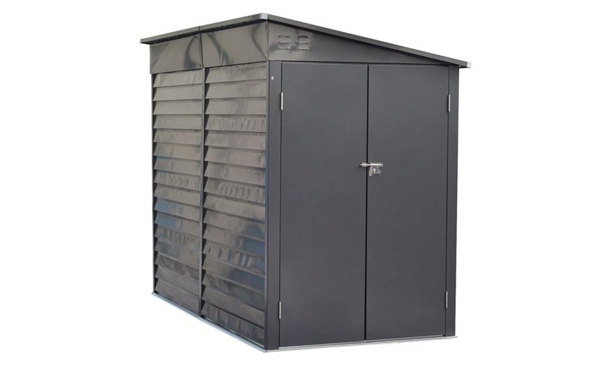 Image 2: Charcoal Black Steel Outdoor Garden Storage Shed