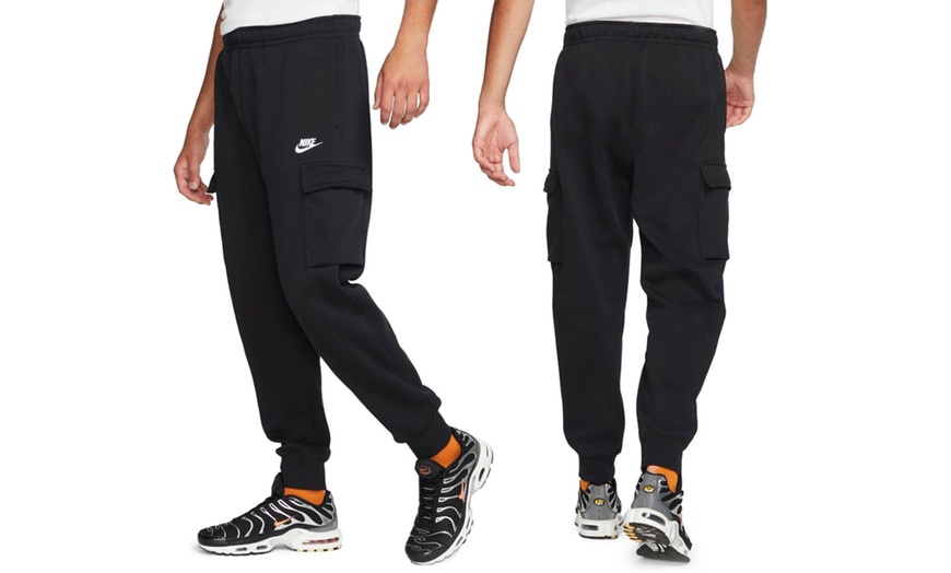 Image 1: Nike Sportswear Club Fleece Cargo Trousers - Black or Grey