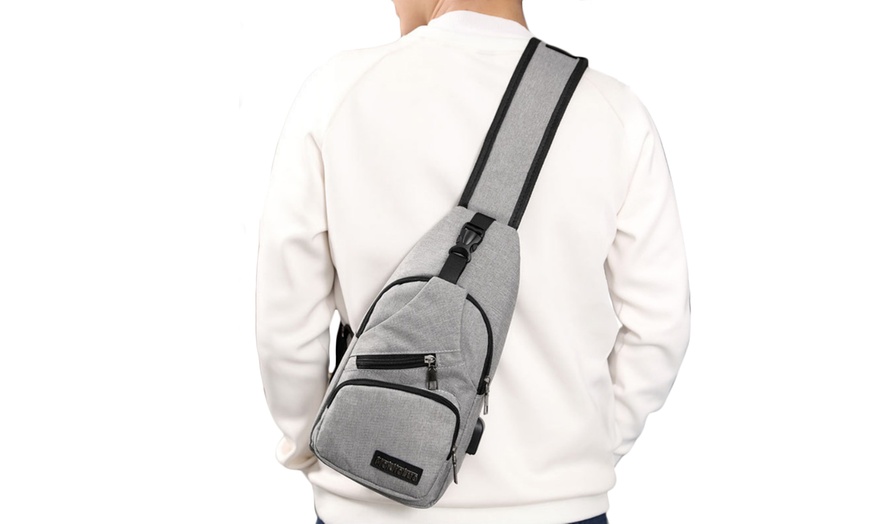 Image 4: USB Charging Crossbody Backpack