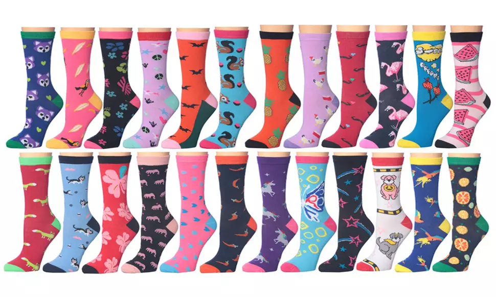 Frenchic Women's Statement Cotton Blend Crew Socks (12-Pairs)