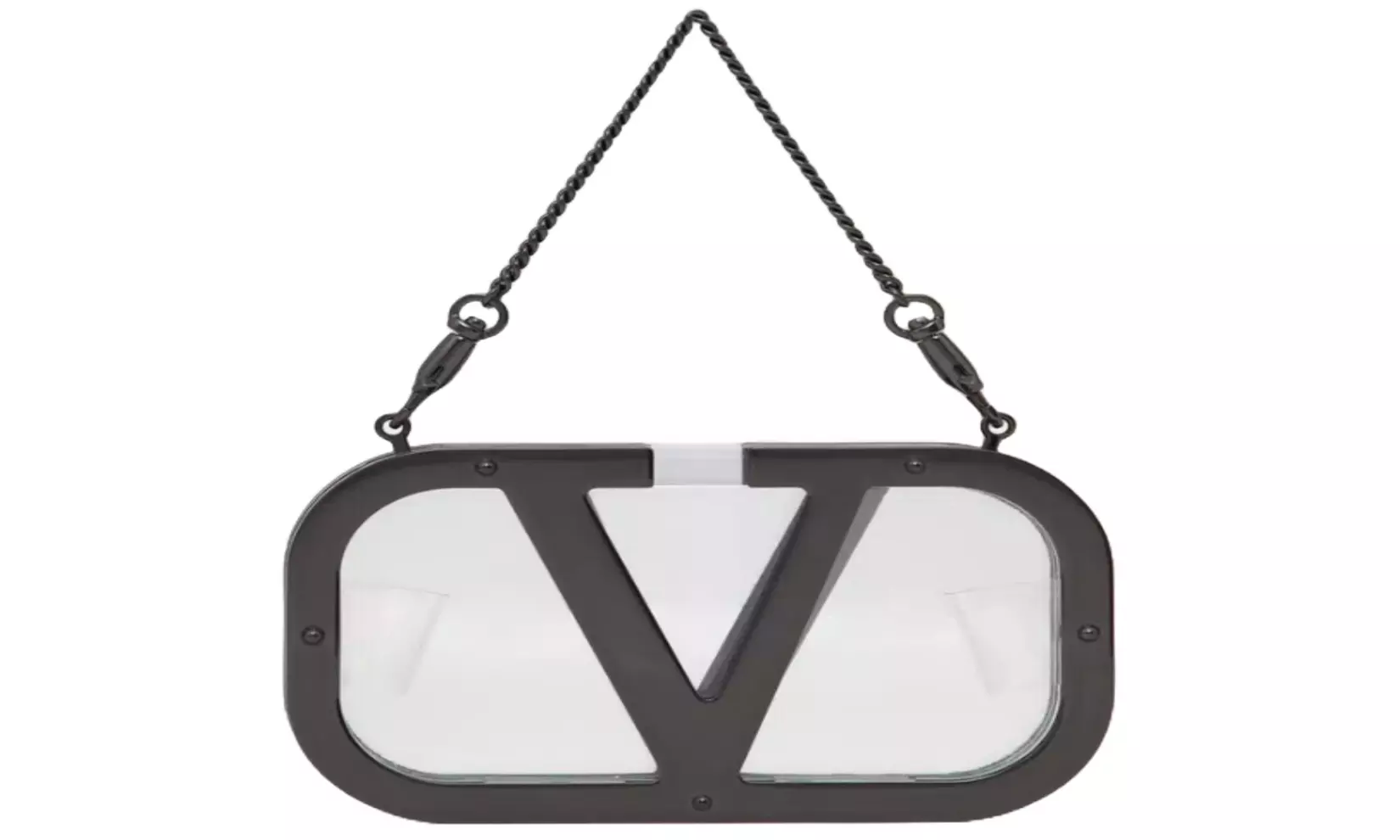 Valentino Garavani Logo-Plaque Clear Clutch Black
