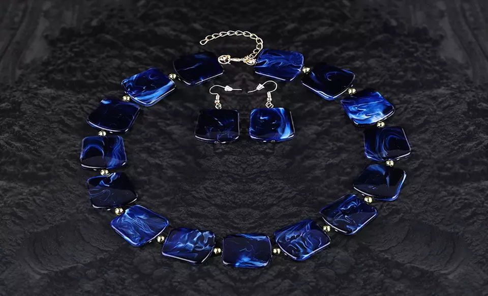 One, Two, or Three Rich Midnight Blue Geometrical Necklace Sets from Novadab (Up to 83% Off) - Second Medium