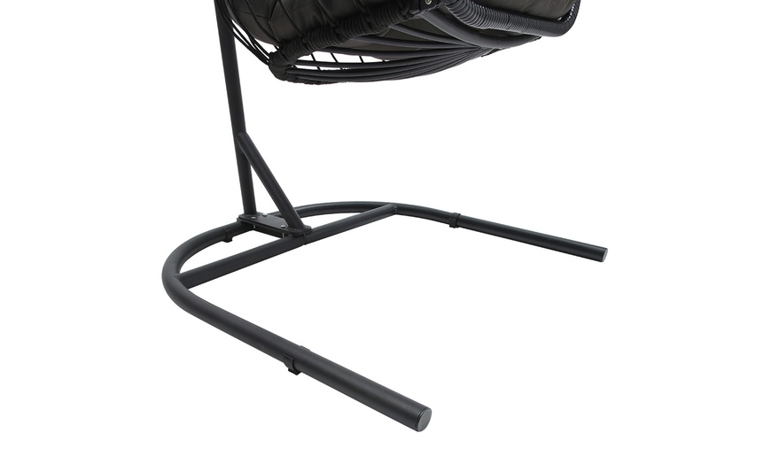 Image 23: Outdoor Cosy Rattan-Effect Hanging Egg Chair with Cushion