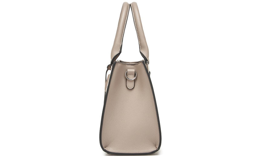 Image 10: Miss Lulu PU Leather Three-Tone Stitched Shoulder Handbag