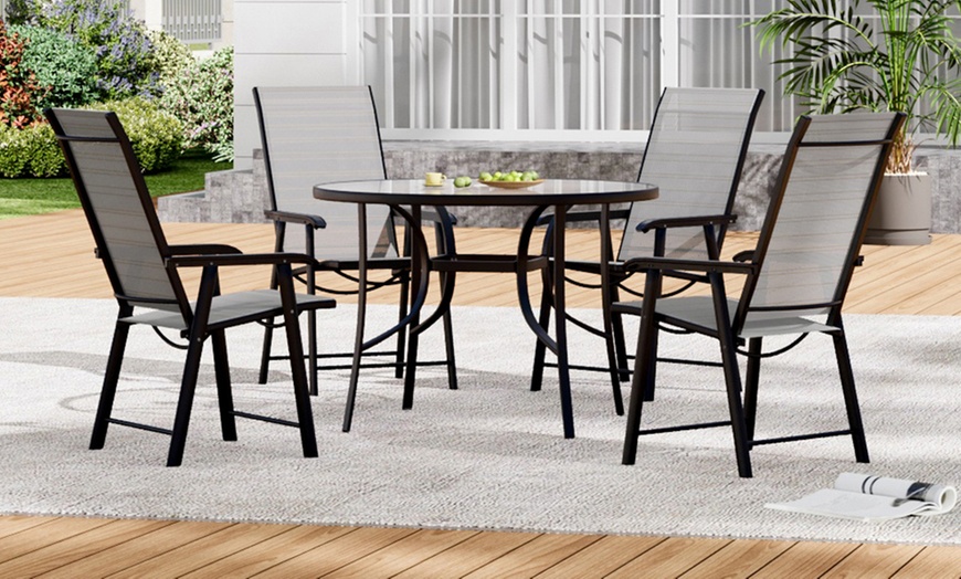 Image 6: Garden Rippled Tempered Glass Table Set