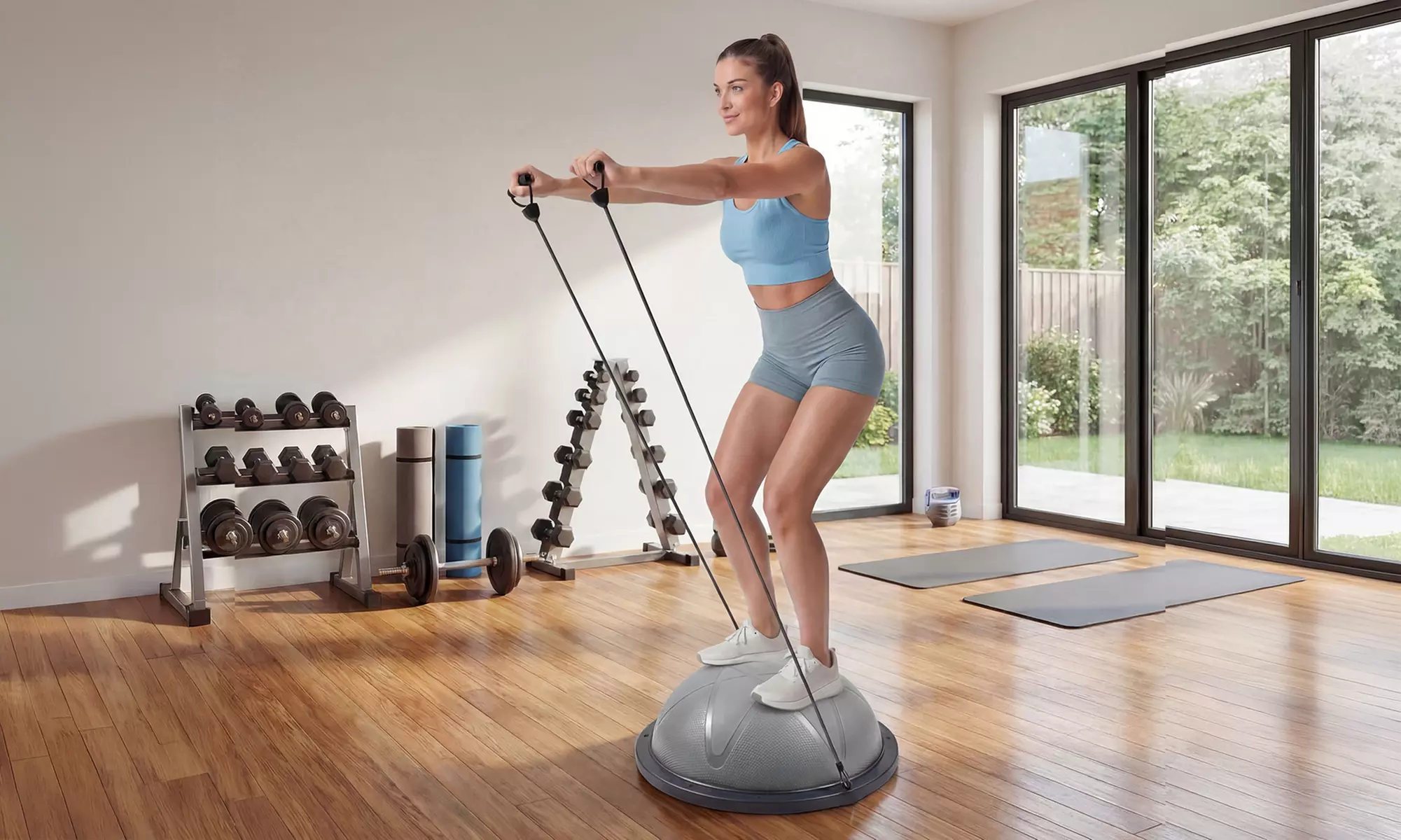 Centra Half Balance Ball Trainer with Resistance Bands