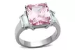 WOMENS 6.64 CT EMERALD CUT ROSE ZIRCONIA STAINLESS STEEL ENGAGEMENT RING - Second Medium