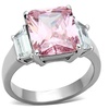 Image 2: WOMENS 6.64 CT EMERALD CUT ROSE ZIRCONIA STAINLESS STEEL ENGAGEMENT RING