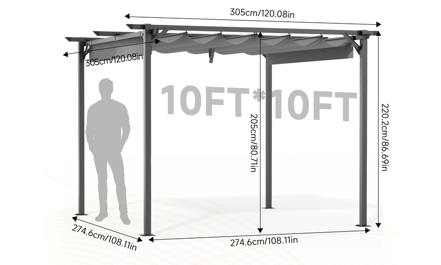 Image 10: Pergola with Retractable Sun Shade Canopy