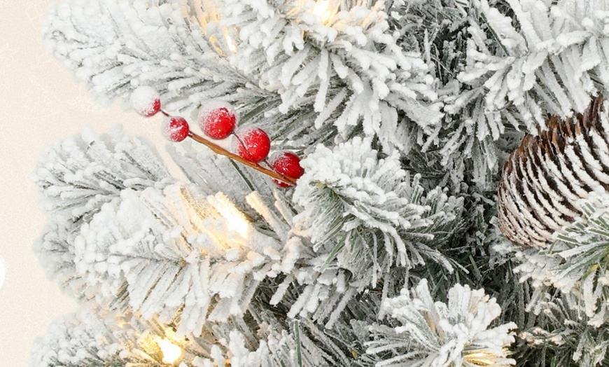 Image 7: Prelit Small Christmas Tree, Snow Flocked Tabletop Xmas Tree