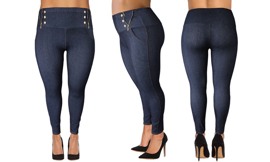 Image 7: Plus Size Denim Print Jeggings