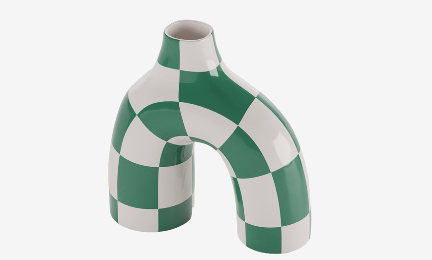 Image 5: Vase ou cache-pot à damier en céramique