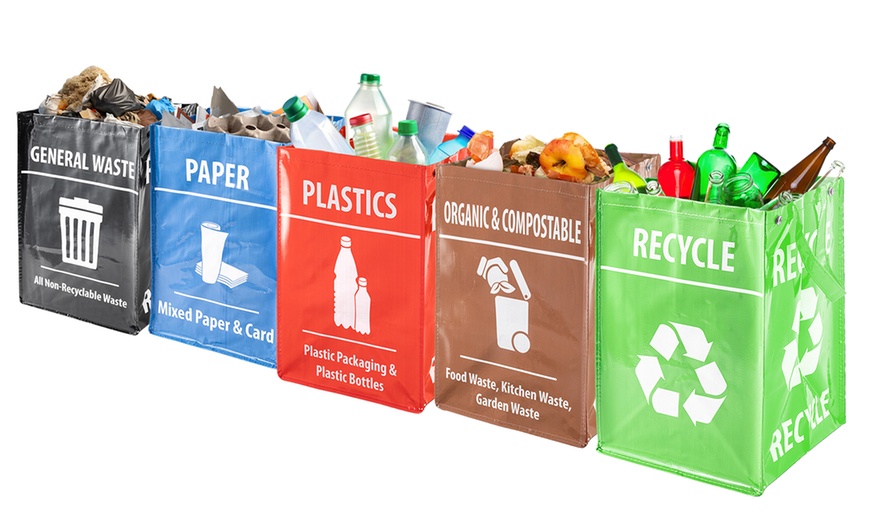 Image 11: Five Packs of Heavy-Duty Recycling Sorting Bags 