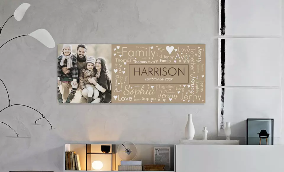 Family Photo Word-Art Canvas (Up to 51% Off) - Primary Image