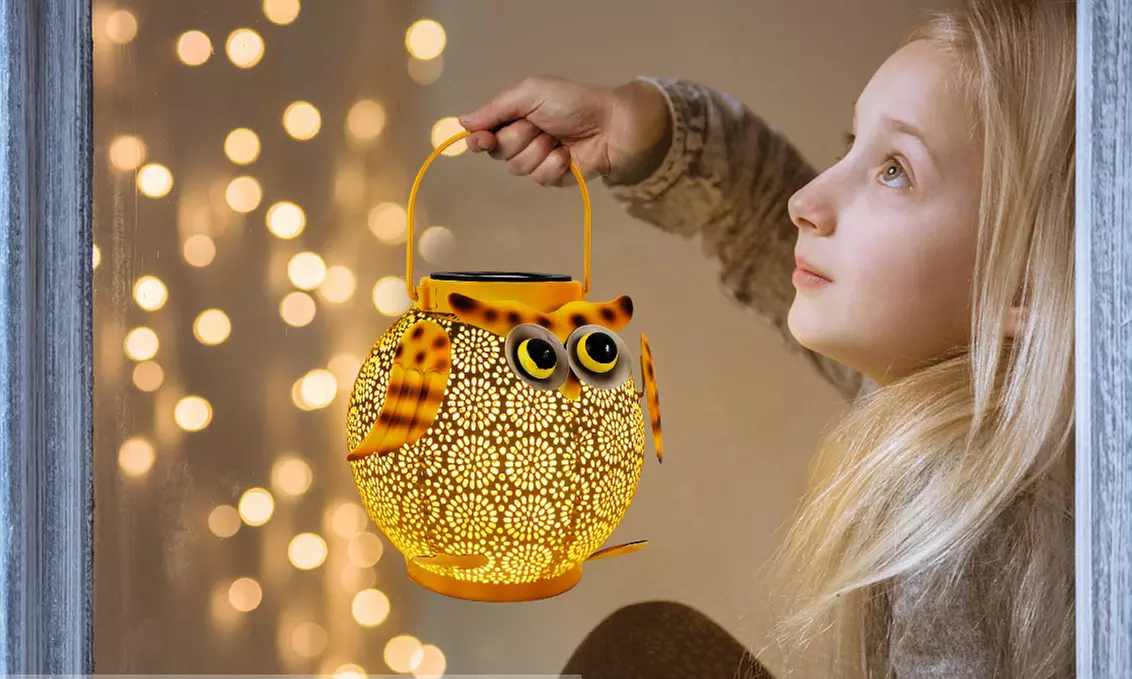 2 Pack Hanging Solar Lanterns Owl Pattern Pathway Decorative Lantern Lights