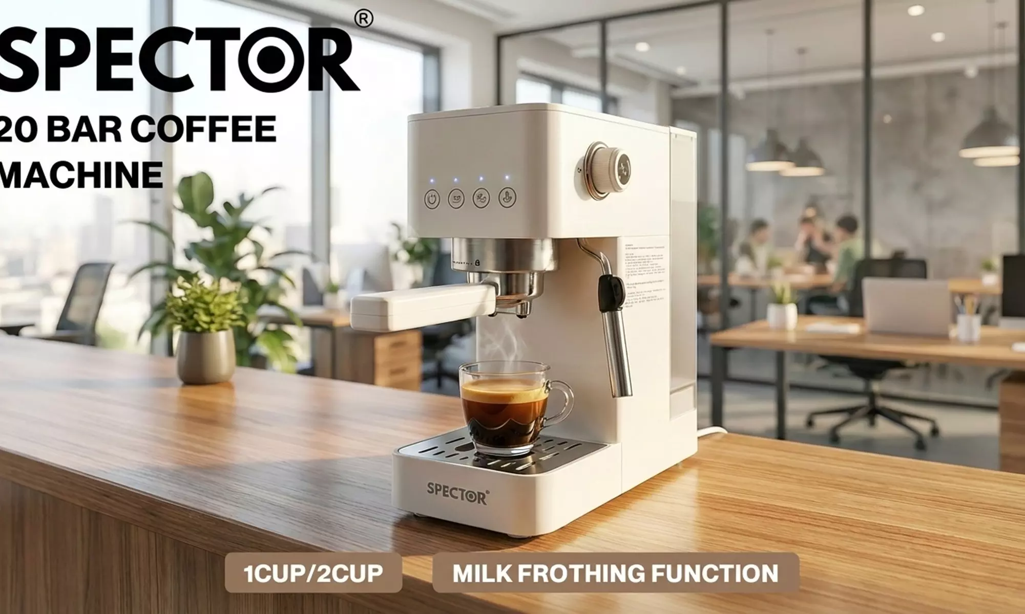 Spector Espresso Machine Series – 20-Bar Coffee Maker with Steam Wand