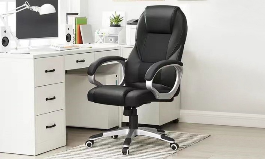 Image 1: Executive Office Chair Heavy Duty Metal Base