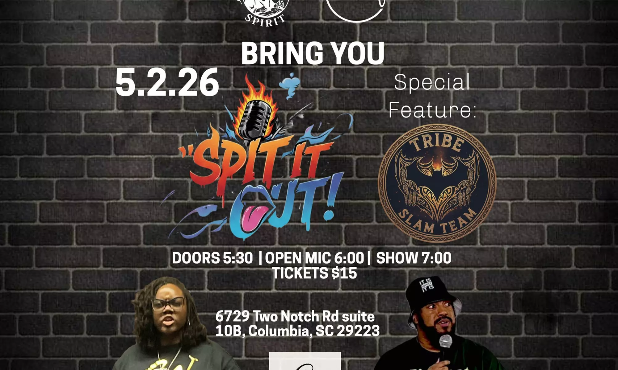 Spit It Out Comedy on May 2 at 6 PM