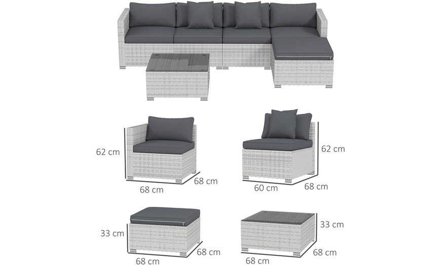 Image 6: Outsunny Rattan-Effect Sofa Set, with a Coffee Table